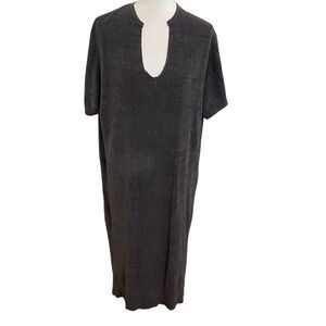 Barefoot Dreams Cozy Chic Ultra Caftan Carbon Charcoal Gray One Size